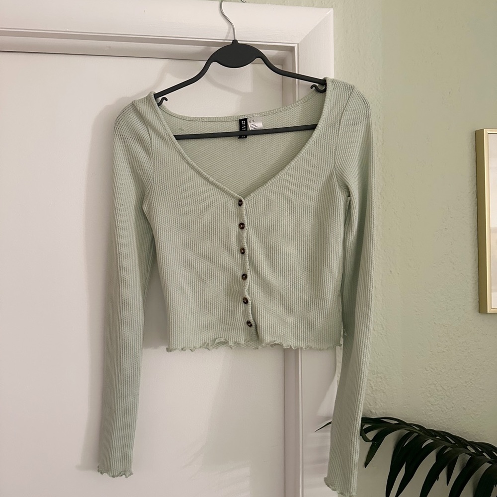 Women’s H&M Long Sleeve Top Green Size XS